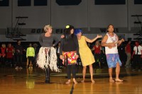 Staff jam out during air guitar.